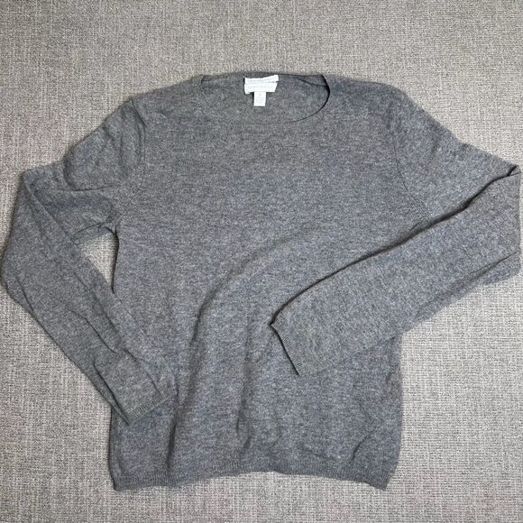 Charter Club 2 Ply Cashmere Sweater Medium Gray Silver Long Sleeve - Picture 1 of 9
